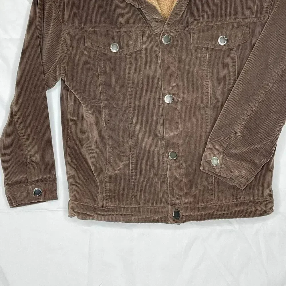 Cotton On Jamie Jacket Brown Corduroy Sherpa Lined Unisex Little Boys Size 9/10